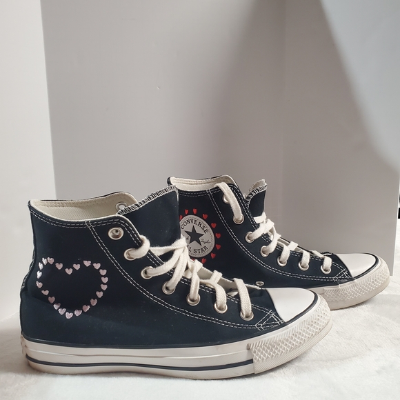 Converse Shoes - Converse Black and Pink Heart High-Top Sneakers